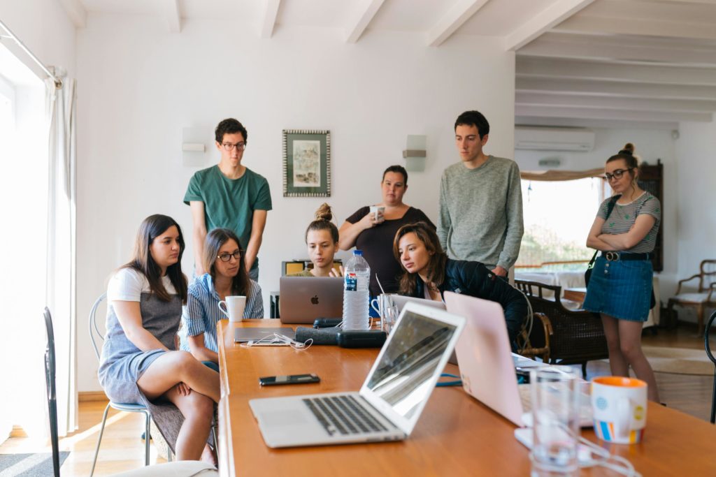 highly engaged team holding a meeting